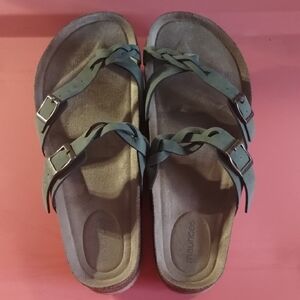 Maurices Braided Strap Slide Sandals Green 9 Moss Green 2 Buckle